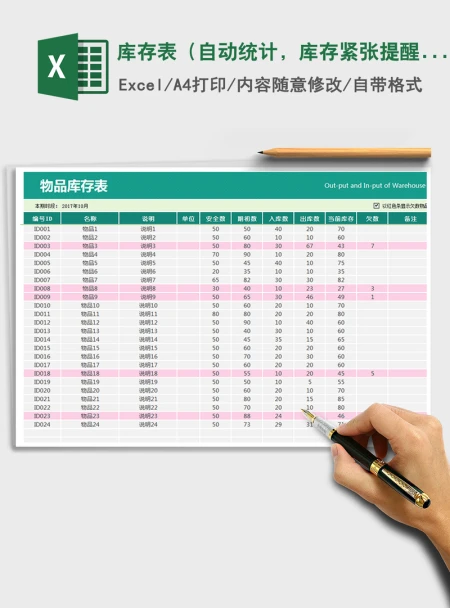 2021年库存表(自动统计,库存紧张提醒) 2021年库存表(自动统计,库存紧张提醒)