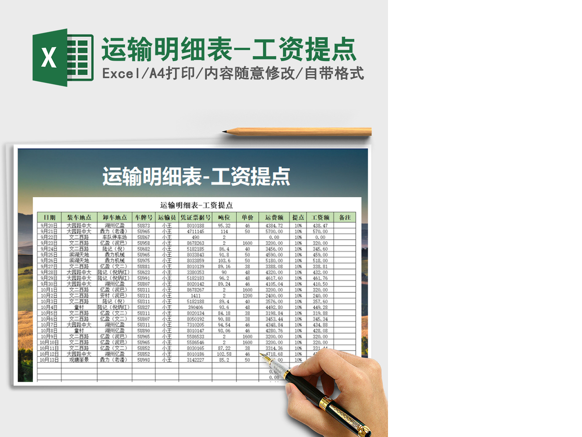 2021年运输明细表-工资提点