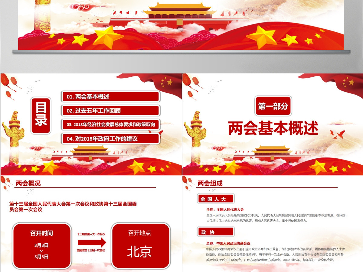 聚焦2018全国两会政府工作报告PPT