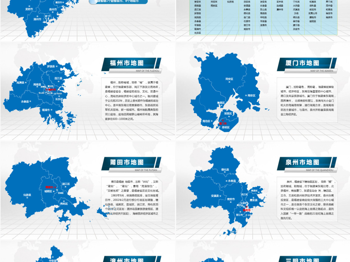 福州市地图PPT福建省含区县可编辑可填充矢量分层地图PPT模板 福州市地图PPT福建省含区县可编辑可填充矢量分层地图PPT模板