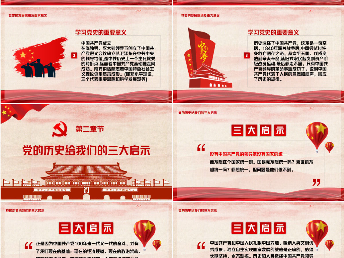 红色党政风中国共产党建党100周年PPT模板-含讲稿