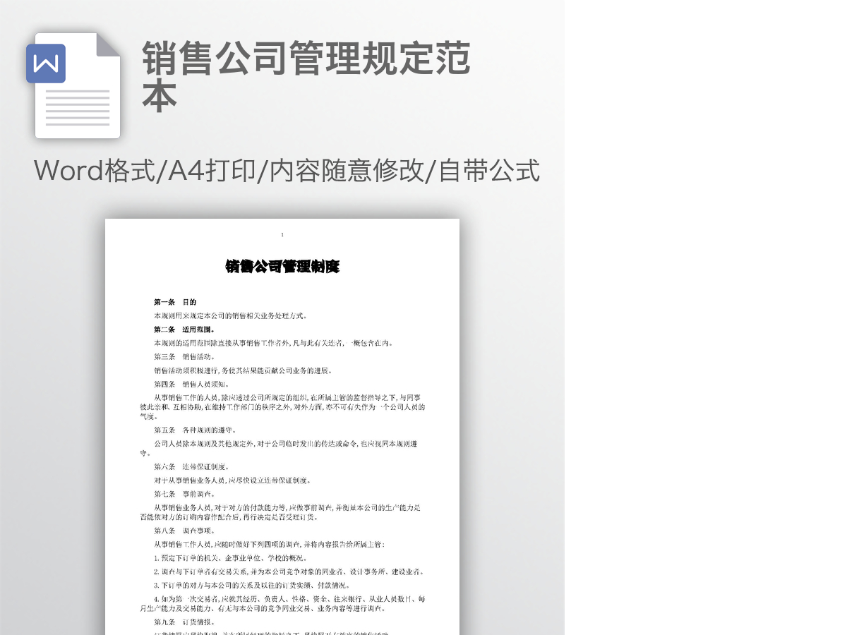 销售公司管理规定范本