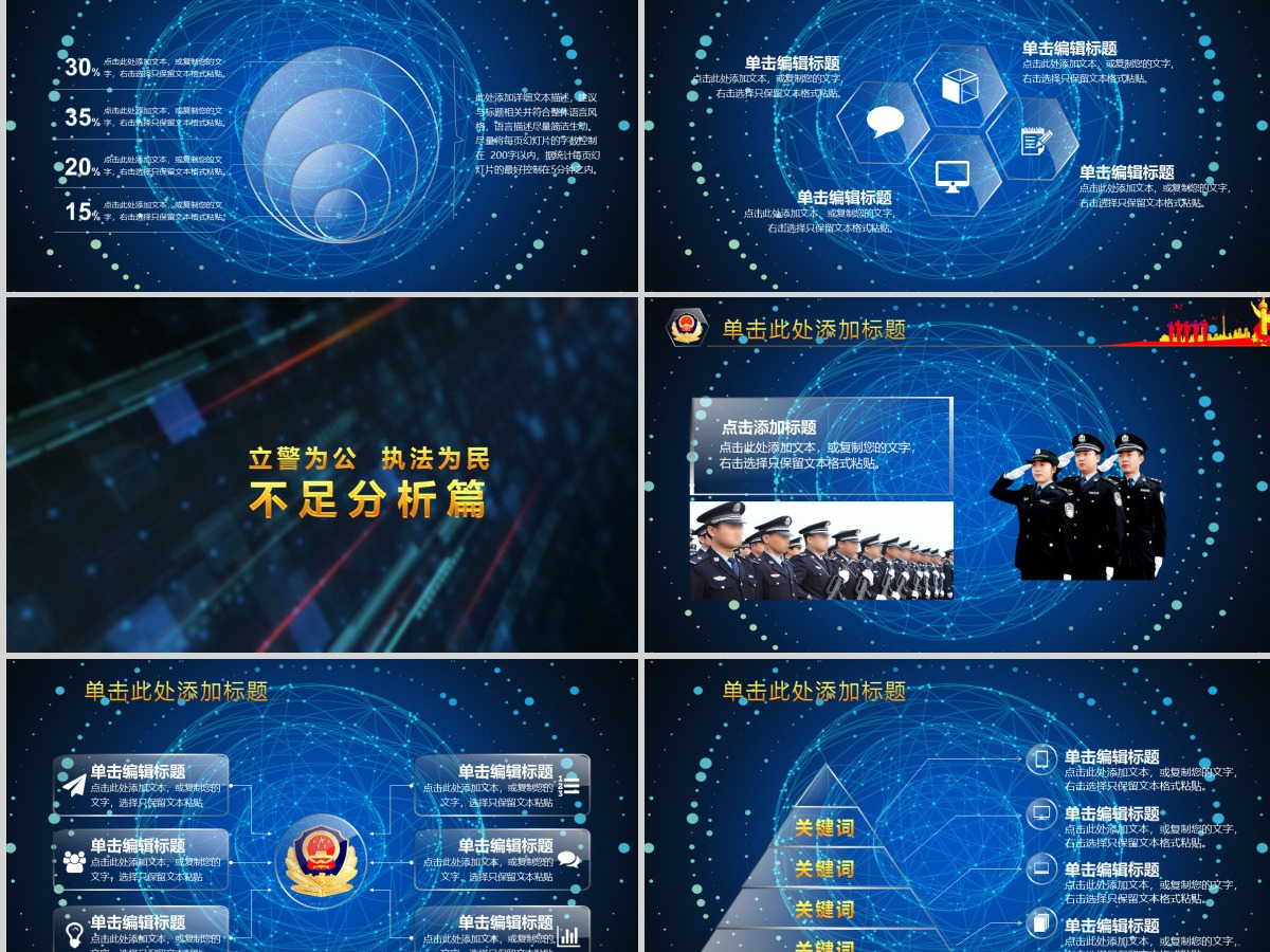 2018公安警察交警炫酷警务工作总结年终汇报PPT