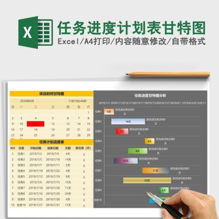 任务进度计划表甘特图Excel表格