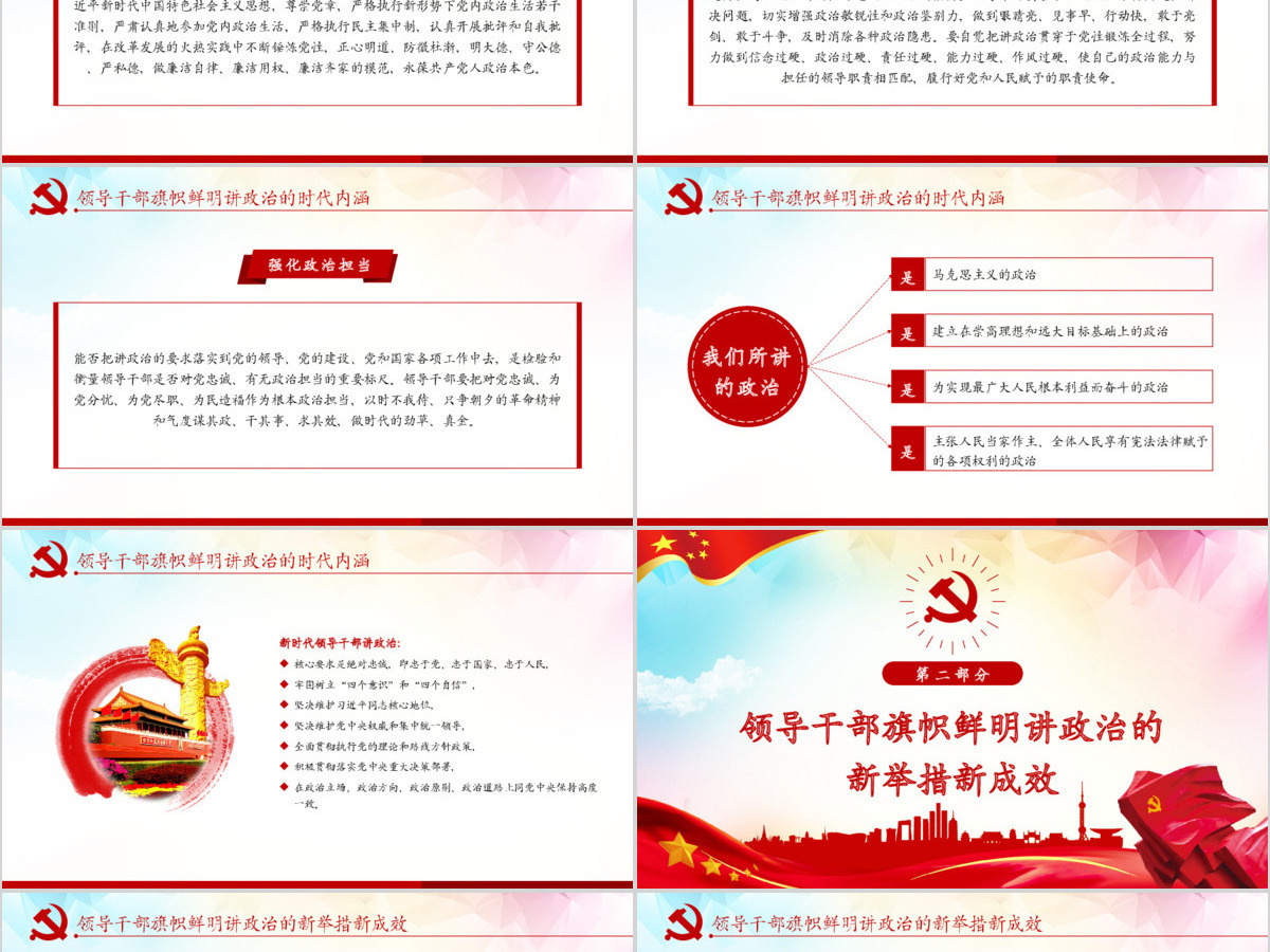 原创新时代领导干部必须旗帜鲜明讲政治党建PPT