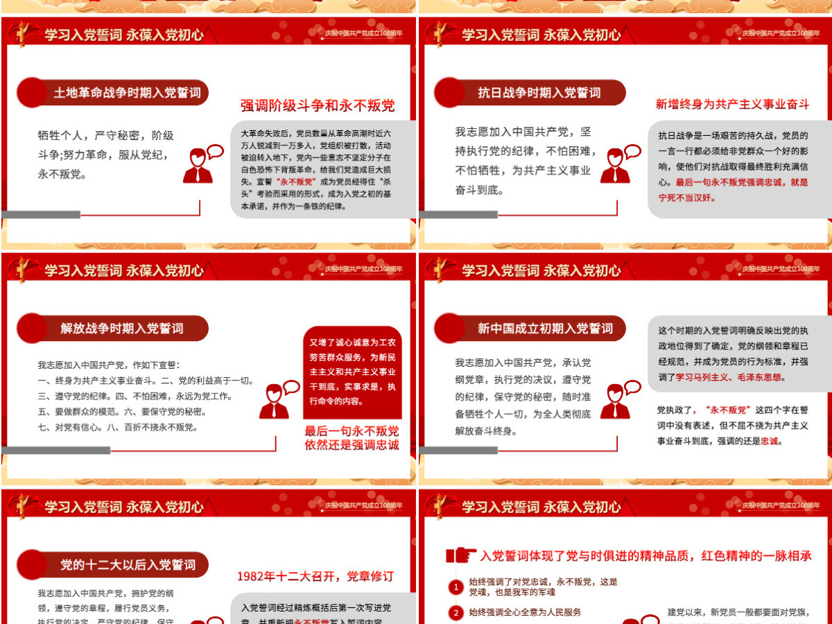 2021从入党誓词领悟党员的初心和使命PPT红色建党100周年迎七一系列党课课件-含讲稿