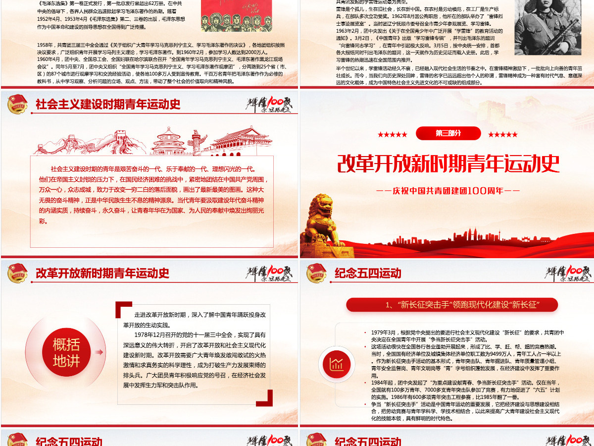 中国青年运动史红色党建风中国共青团成立100周年弘扬五四精神挥洒热血青春专题团课PPT-含讲稿 中国青年运动史红色党建风中国共青团成立100周年弘扬五四精神挥洒热血青春专题团课PPT-含讲稿