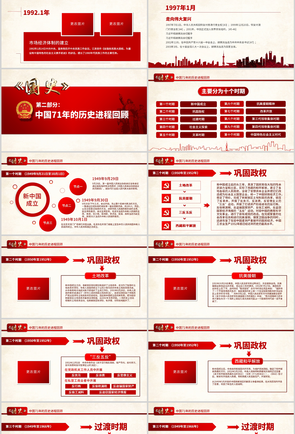 原创不忘初心牢记使命建国70周年新中国史ppt-版权可商用含讲稿