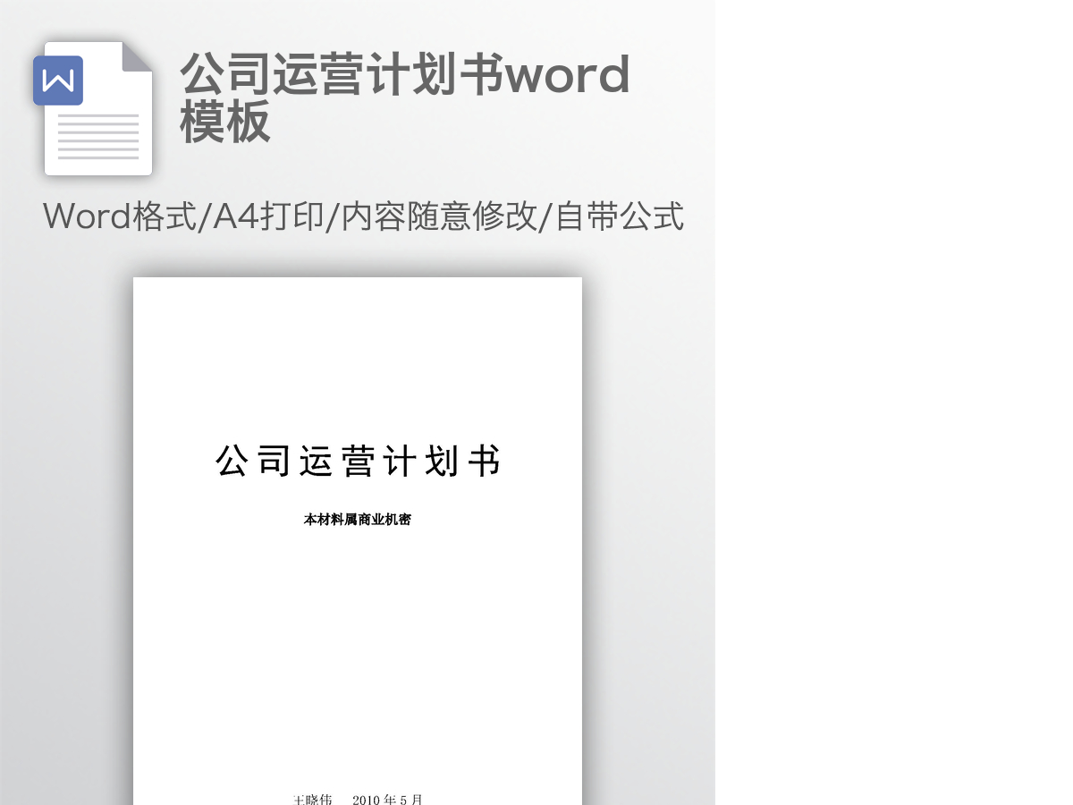 公司运营计划书word模板 公司运营计划书word模板
