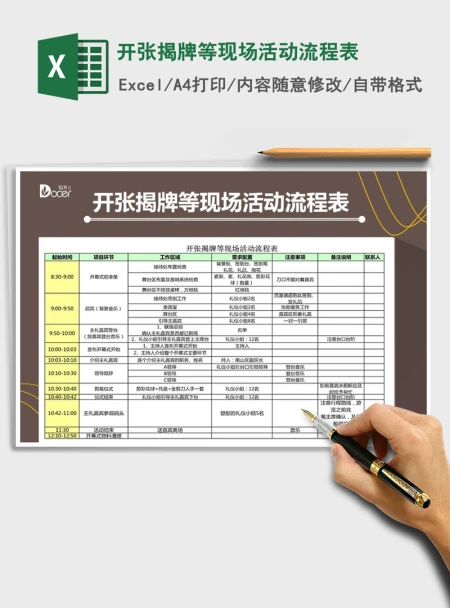 2021年开张揭牌等现场活动流程表 2021年开张揭牌等现场活动流程表