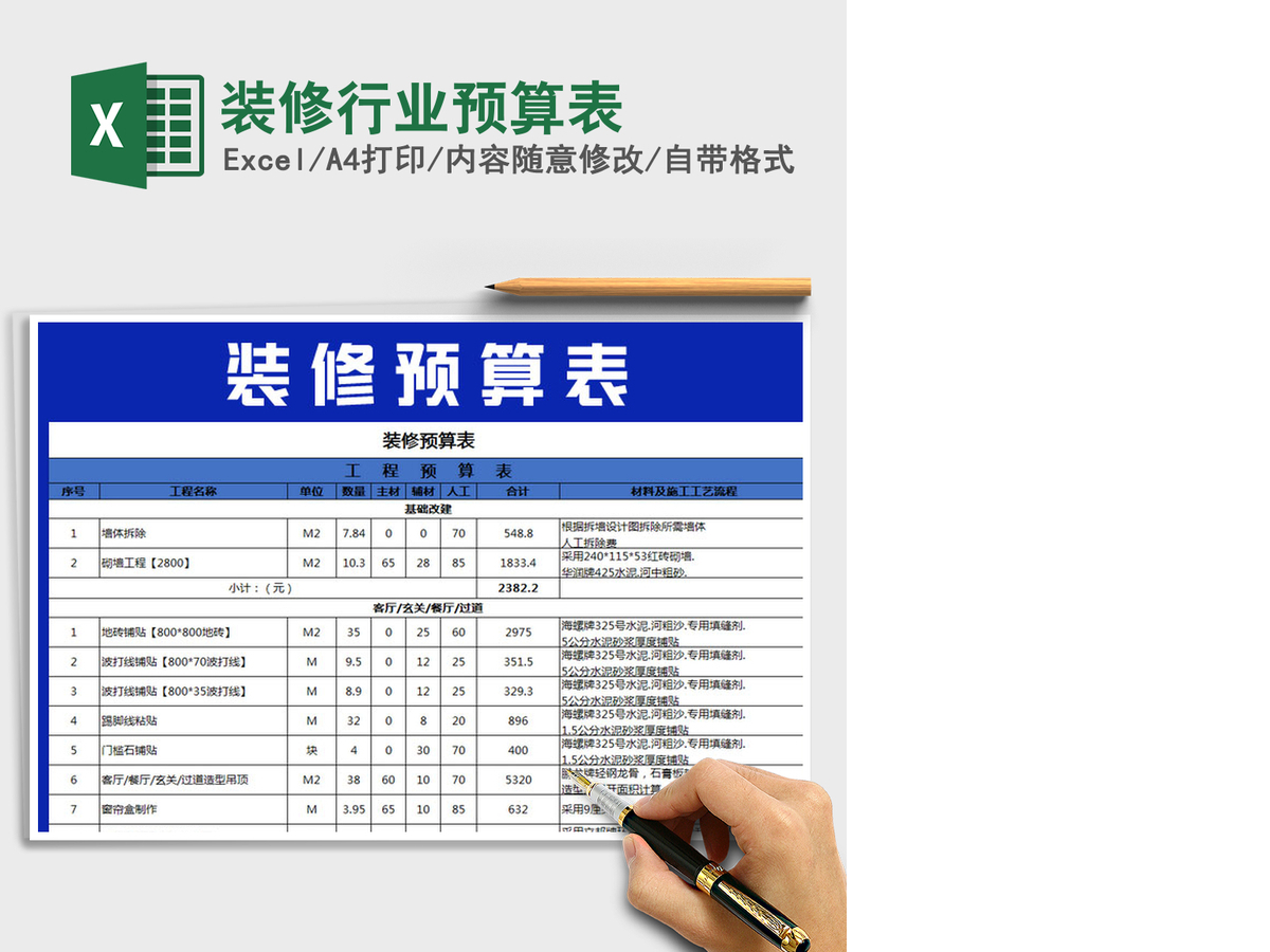 2021年装修行业预算表 2021年装修行业预算表