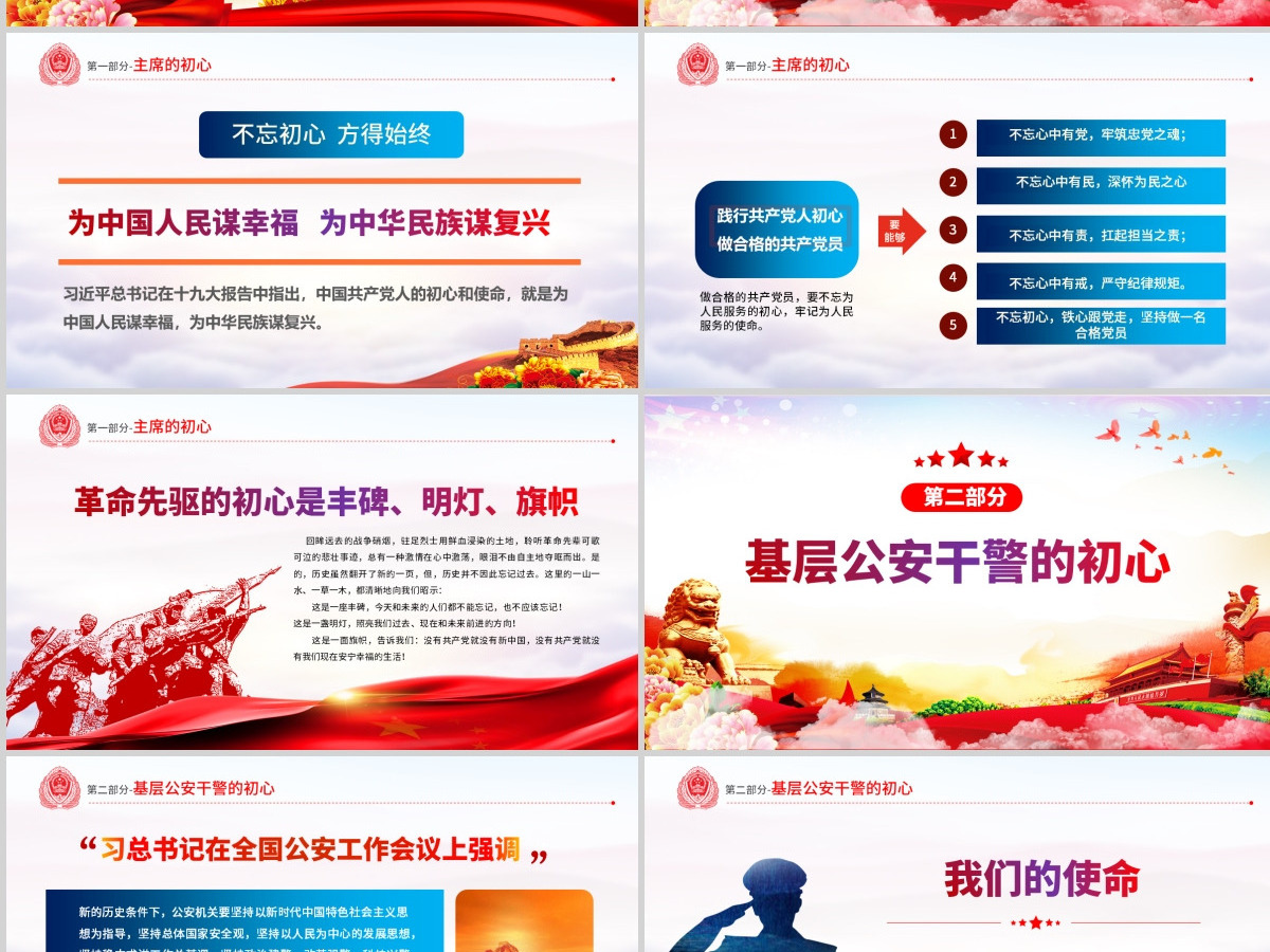 原创不忘初心铸警魂牢记使命保平安公安党课PPT-版权可商用含讲稿 原创不忘初心铸警魂牢记使命保平安公安党课PPT-版权可商用含讲稿