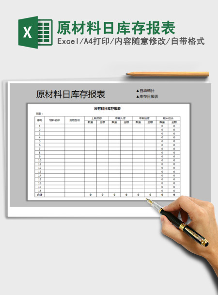 2021年原材料日库存报表