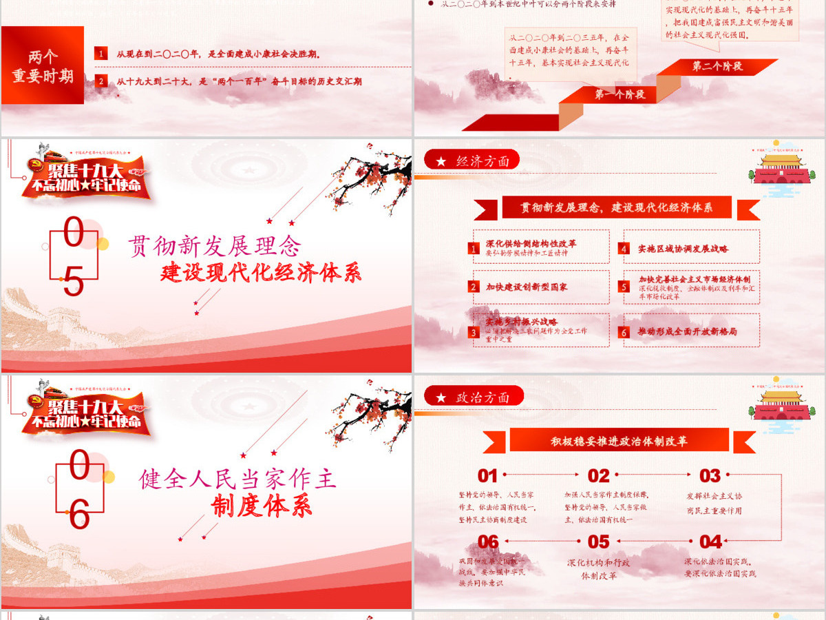 2019中国红色十九大精神PPT模板 2019中国红色十九大精神PPT模板