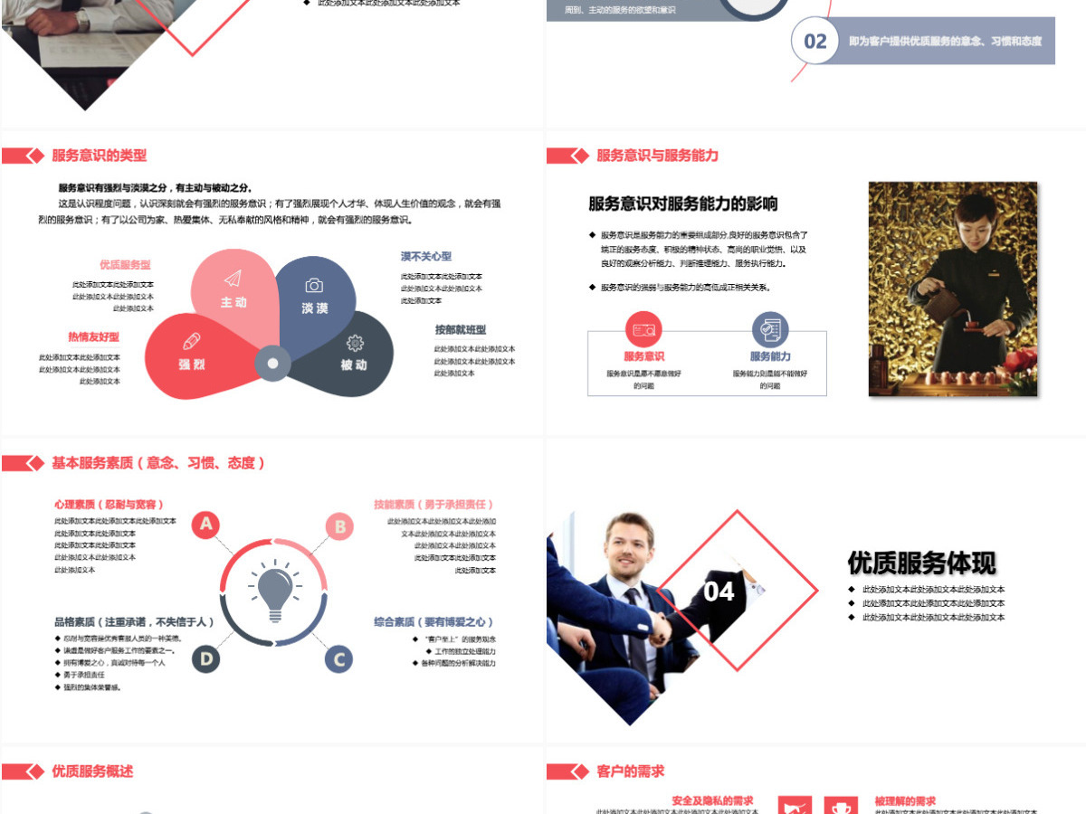 红色简约商务企业员工服务意识培训通用PPT模板 红色简约商务企业员工服务意识培训通用PPT模板
