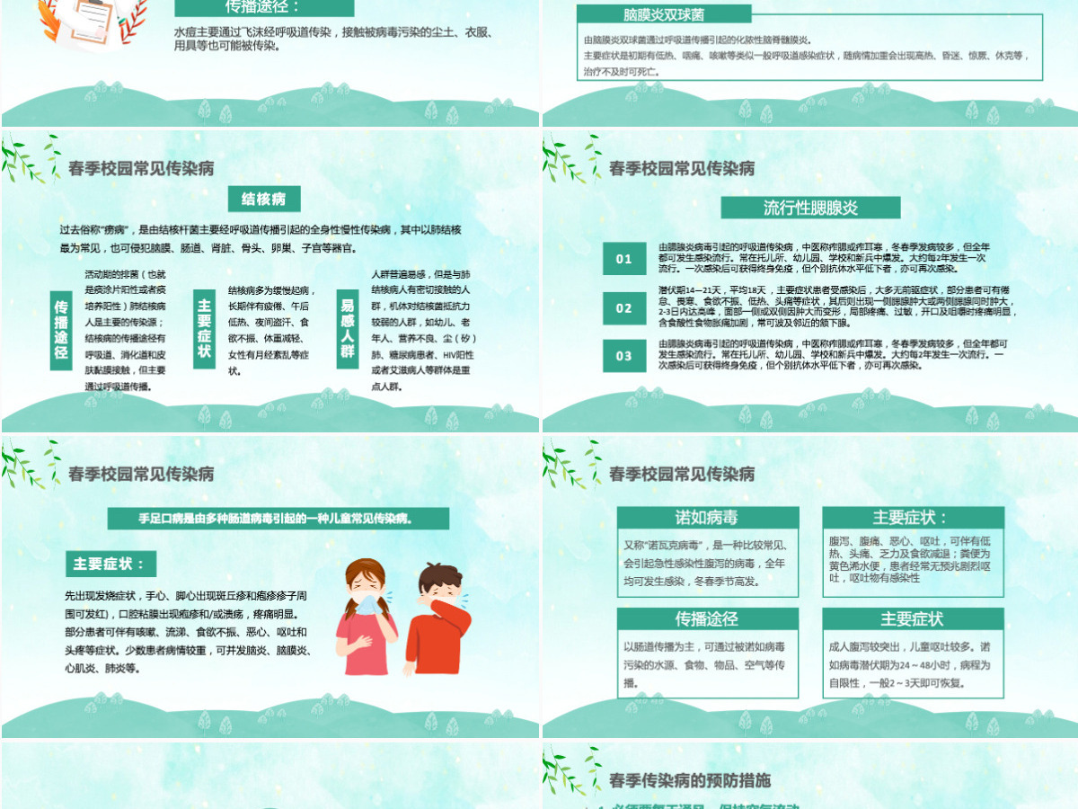 2022春季传染病预防卡通风中小学生春季传染病预防主题班会课件模板PPT 2022春季传染病预防卡通风中小学生春季传染病预防主题班会课件模板PPT