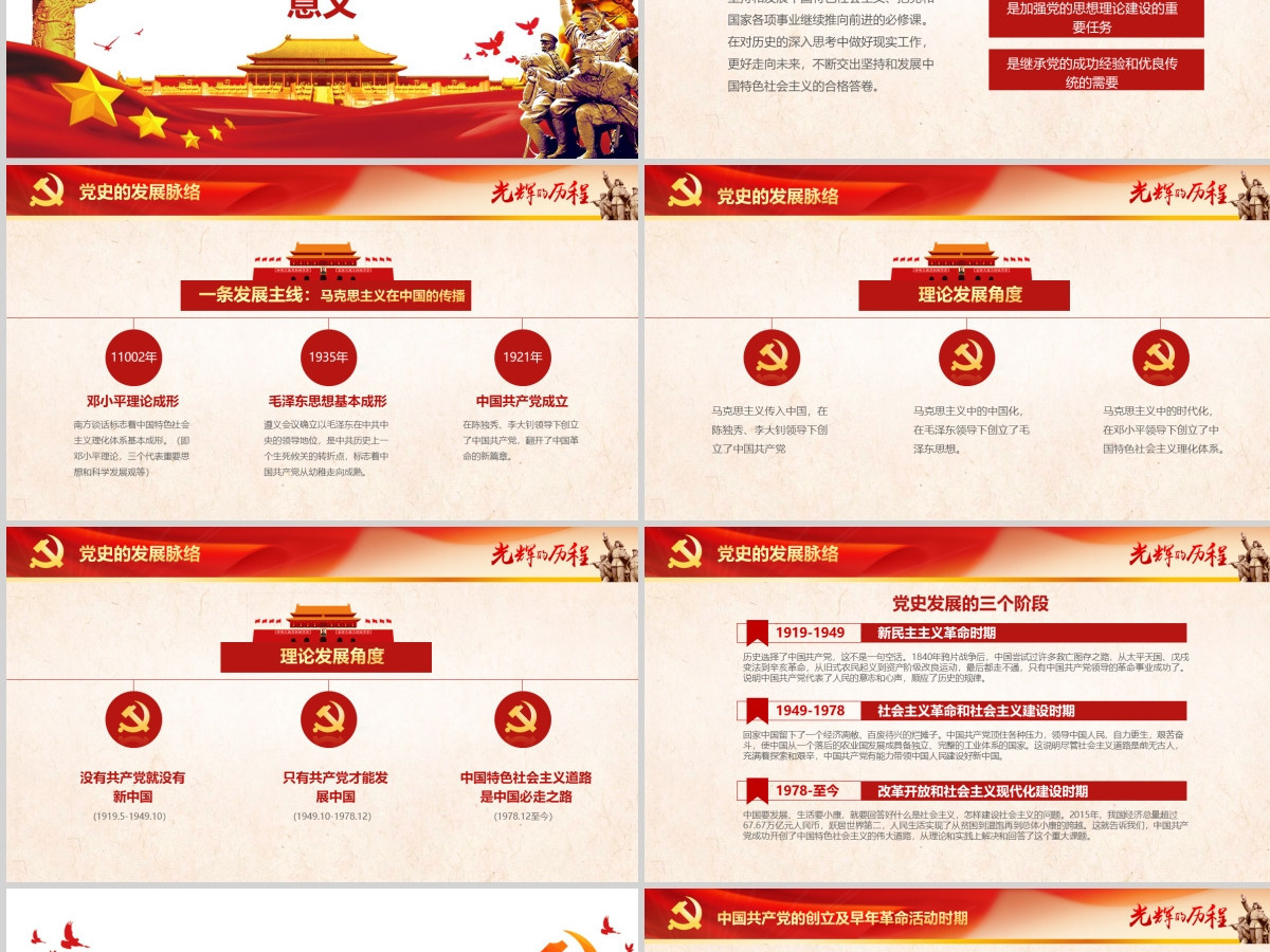 中国共产党建党PPT模板--含讲稿