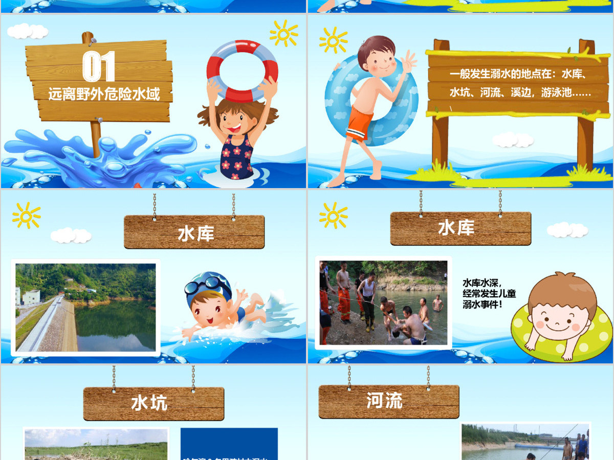 暑期儿童小学生防溺水安全教育PPT模板 暑期儿童小学生防溺水安全教育PPT模板