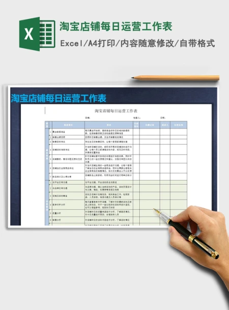2021年淘宝店铺每日运营工作表