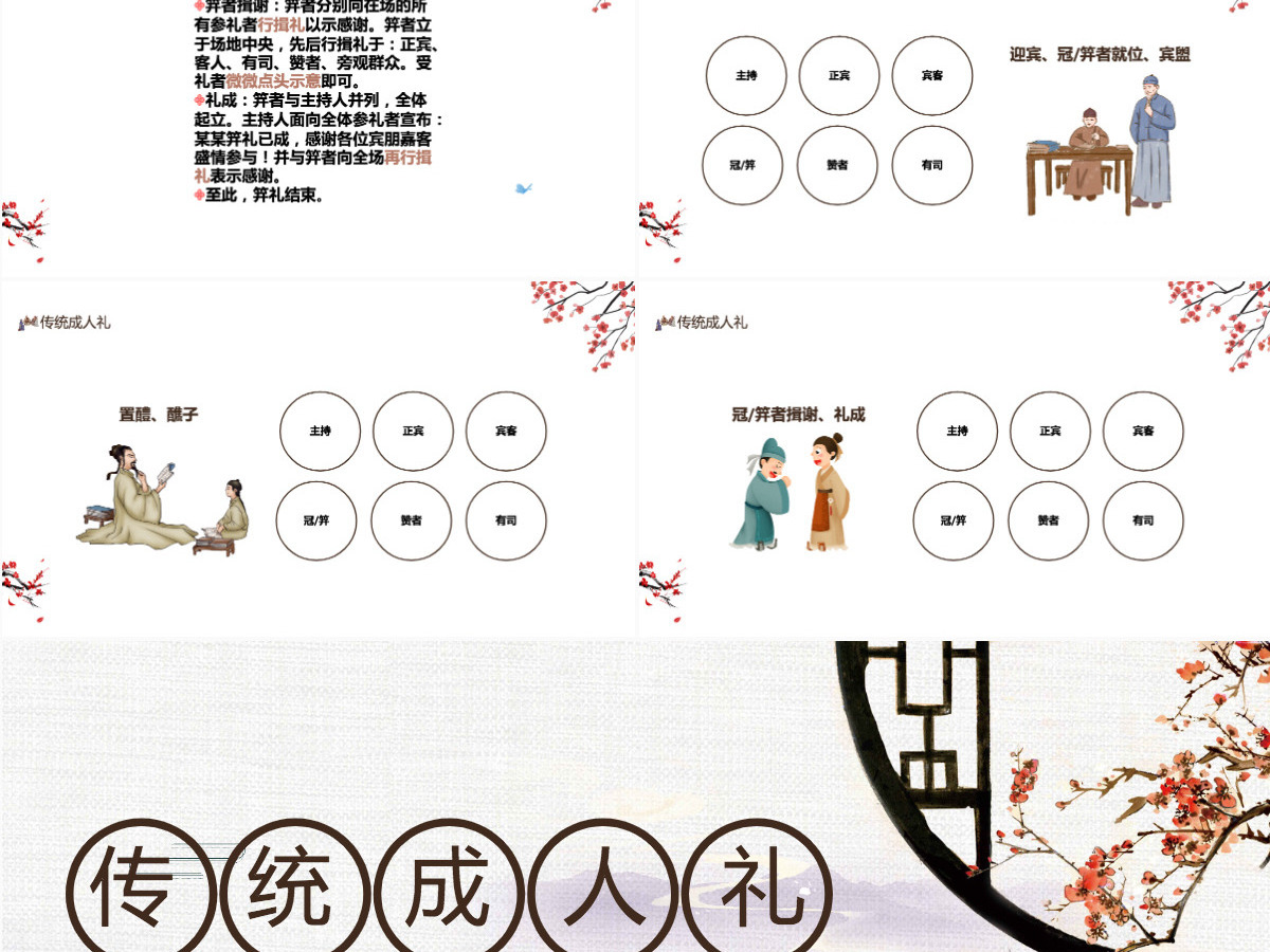 2022传统成人礼中国风传统成人礼介绍主题班会课件模板PPT