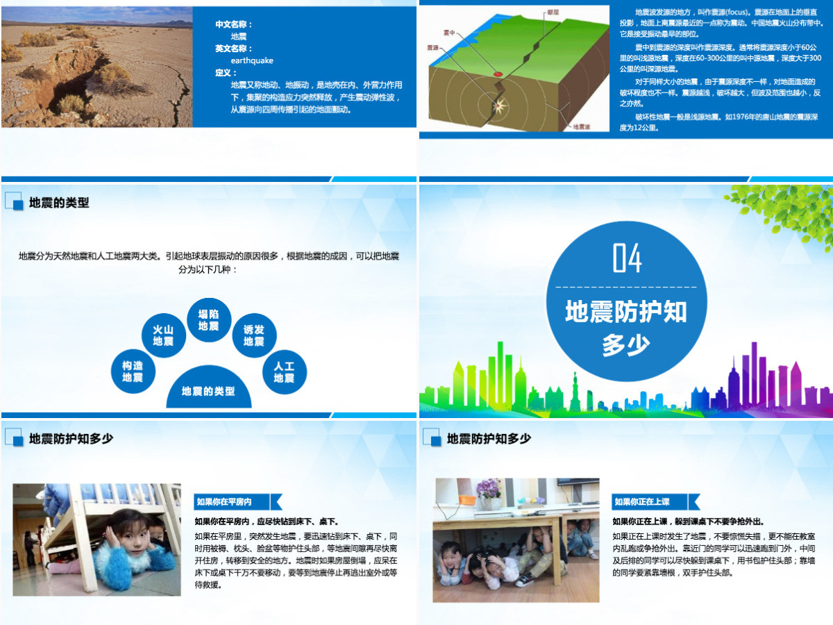 原创512防灾减灾日地震安全主题班会PPT-版权可商用