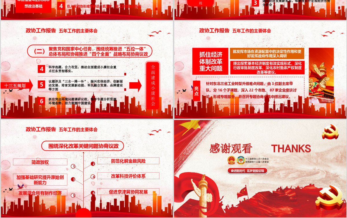 2018年红色大气党政聚焦全国两会PPT