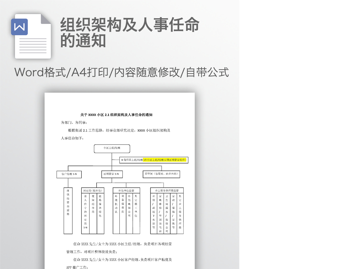 组织架构及人事任命的通知