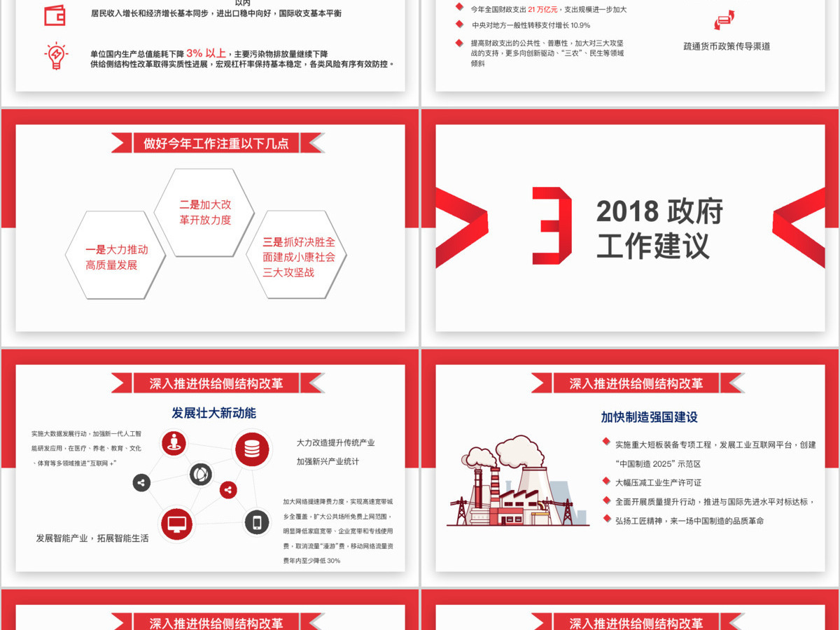 简约创意版2018聚焦两会政府工作报告党政党课党建ppt模板 简约创意版2018聚焦两会政府工作报告党政党课党建ppt模板