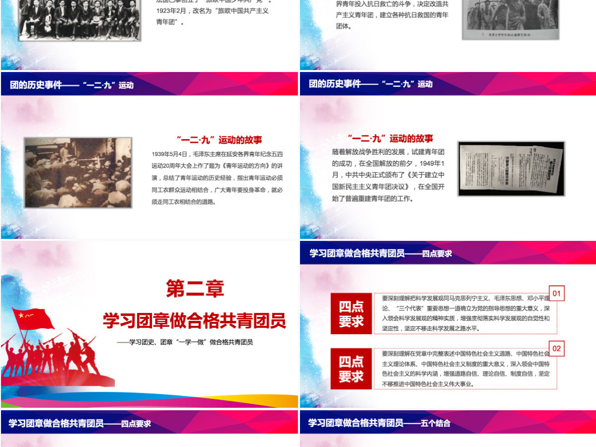 水彩青春正能量五四青年节精神做合格共青团员团委汇报PPT模板