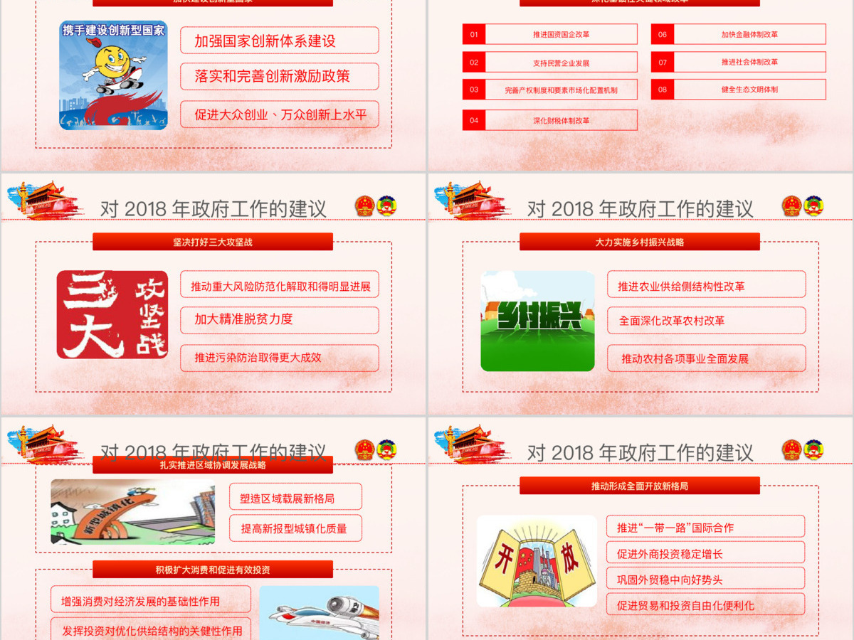 创新中国风聚焦两会关注民生贯彻落实政协政府工作报告精神党建党课ppt