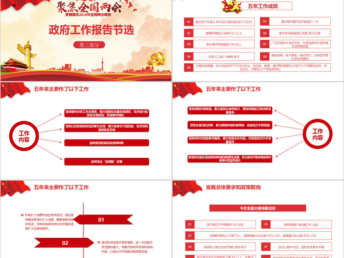 聚焦全国两会红色党建PPT