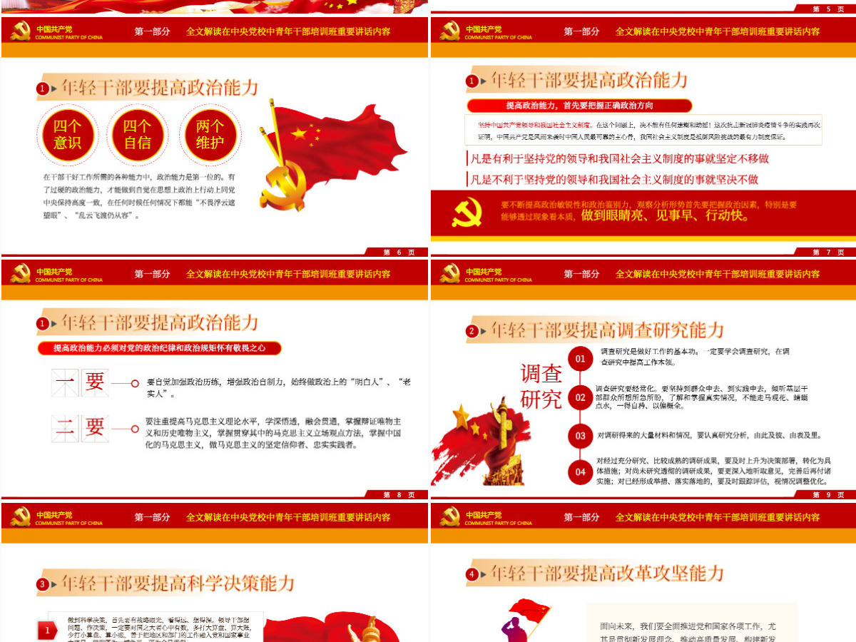 大气党建风中青年干部培训班讲话年轻干部要提高七种能力党课PPT 大气党建风中青年干部培训班讲话年轻干部要提高七种能力党课PPT