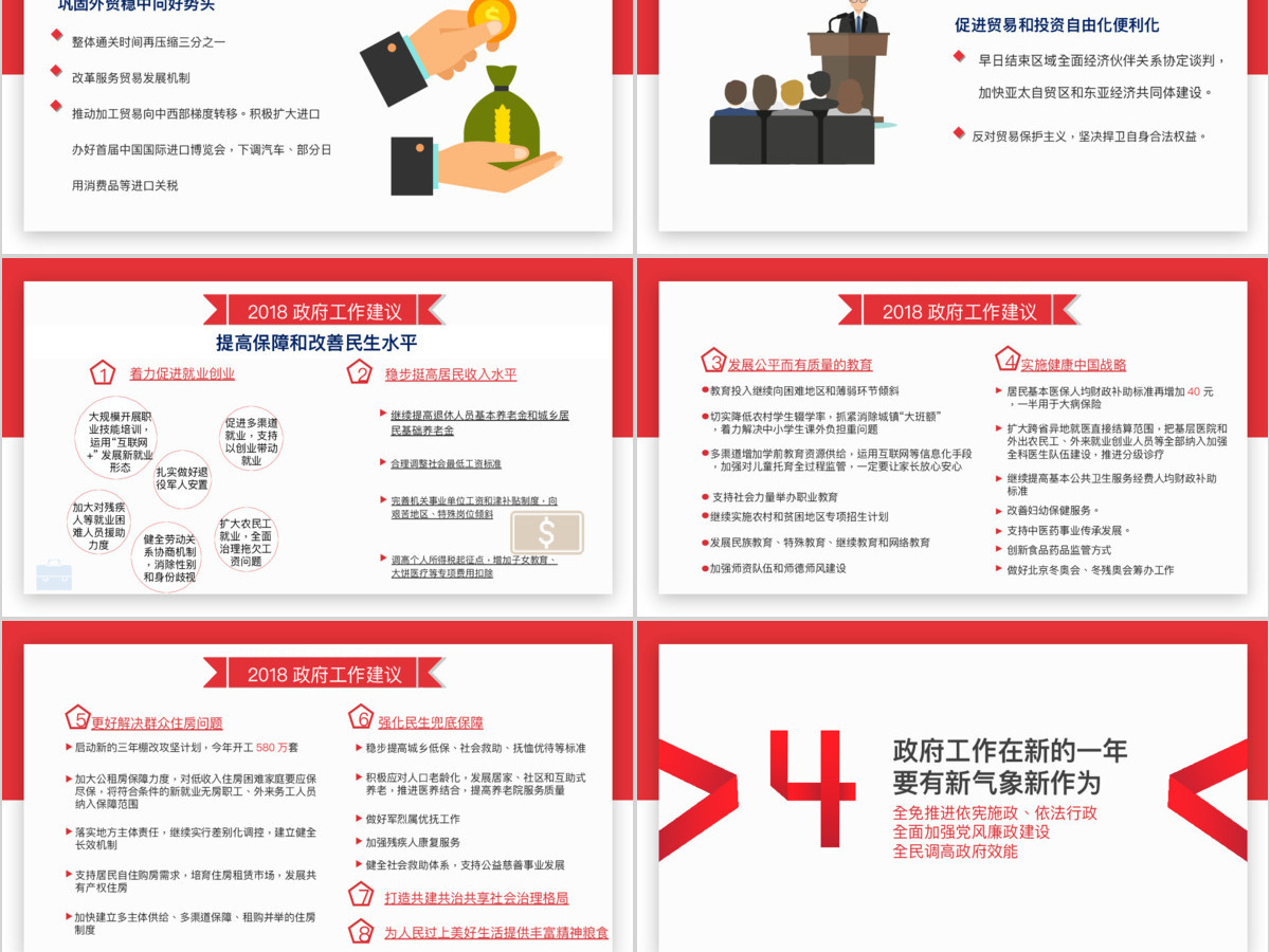 简约创意版2018聚焦两会政府工作报告党政党课党建ppt模板 简约创意版2018聚焦两会政府工作报告党政党课党建ppt模板