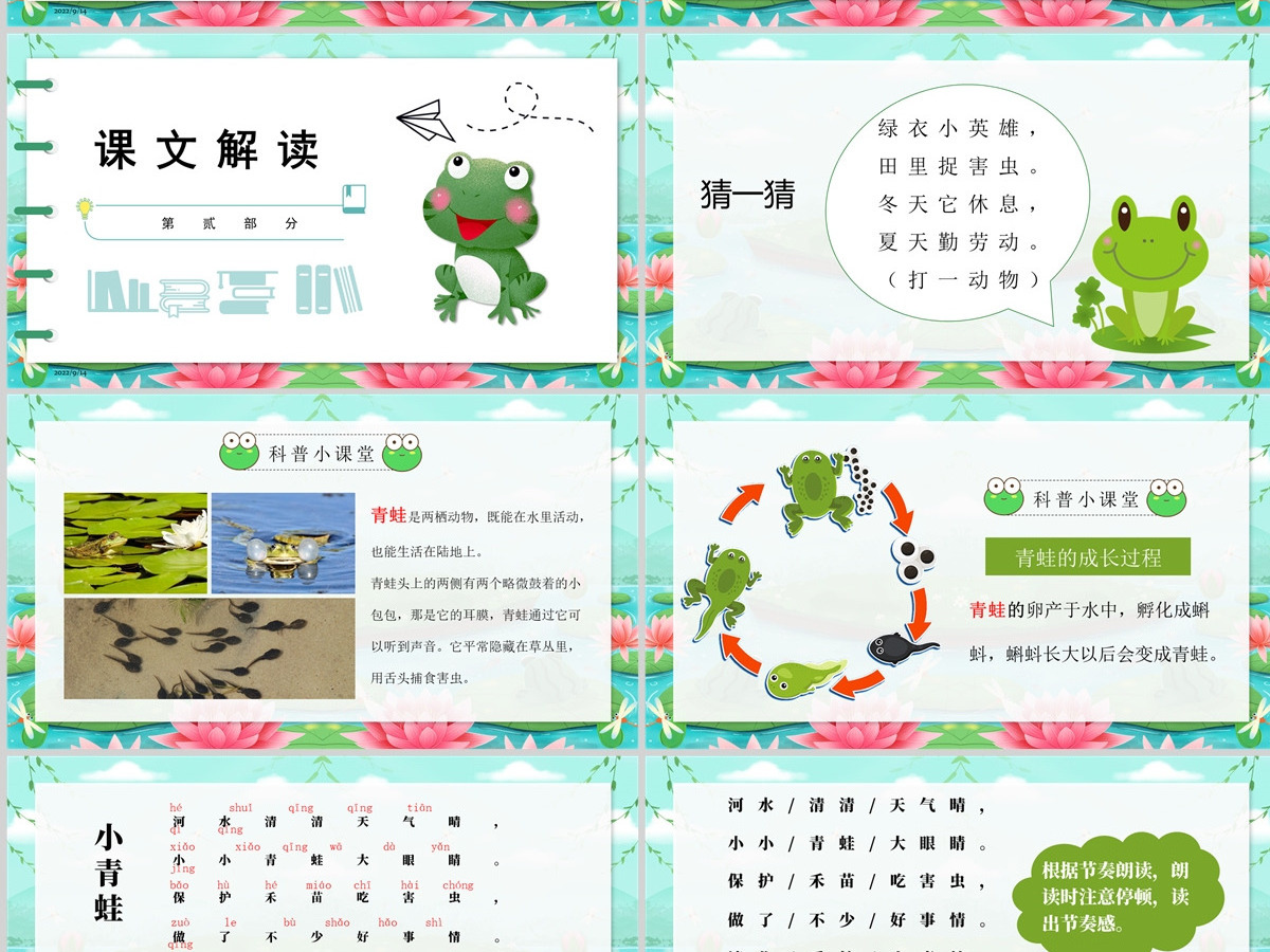 2022小青蛙卡通清新识字第3课小学一年级语文下册部编人教版教学课件PPT