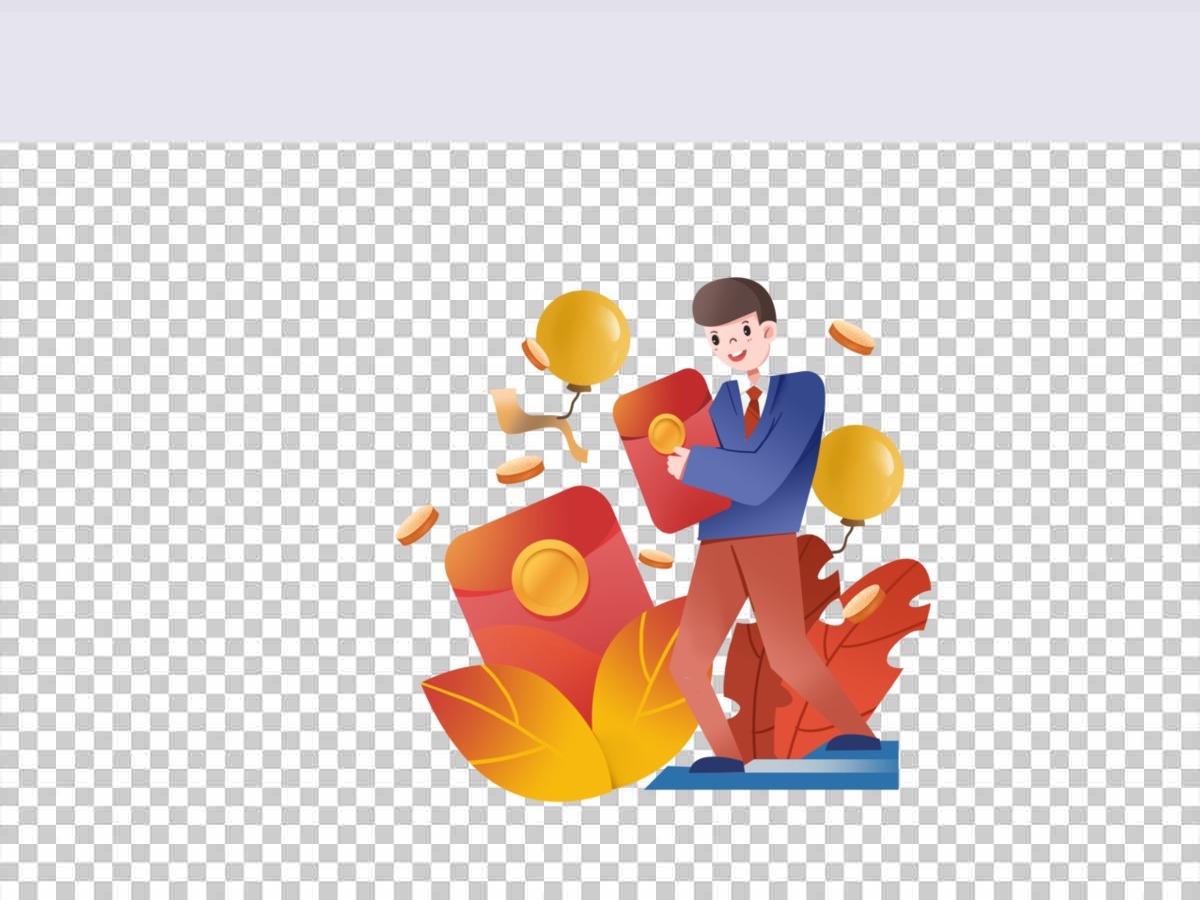 红包金币卡通人气球元素