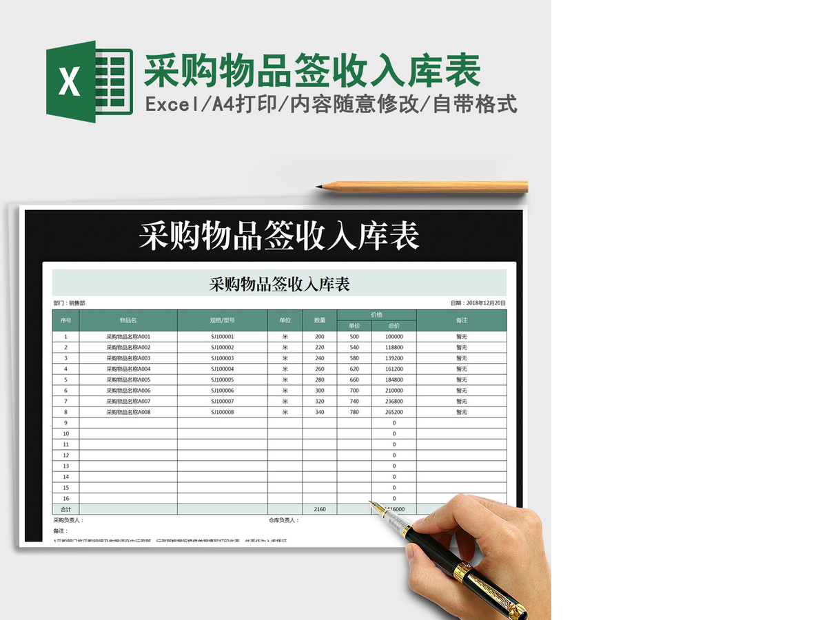 2021年采购物品签收入库表 2021年采购物品签收入库表