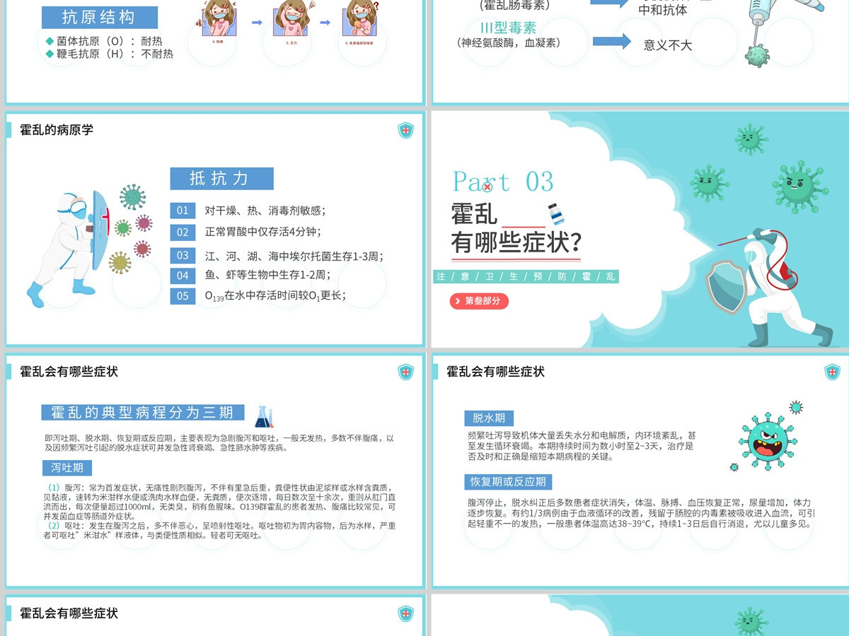 2022如何预防霍乱清新卡通风如何预防霍乱疾病传染病知识科普讲座课件模板PPT