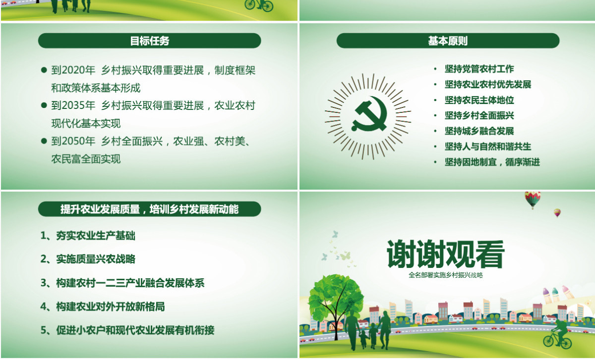 清新绿色乡村振兴战略农村工作农村党课PPT课件