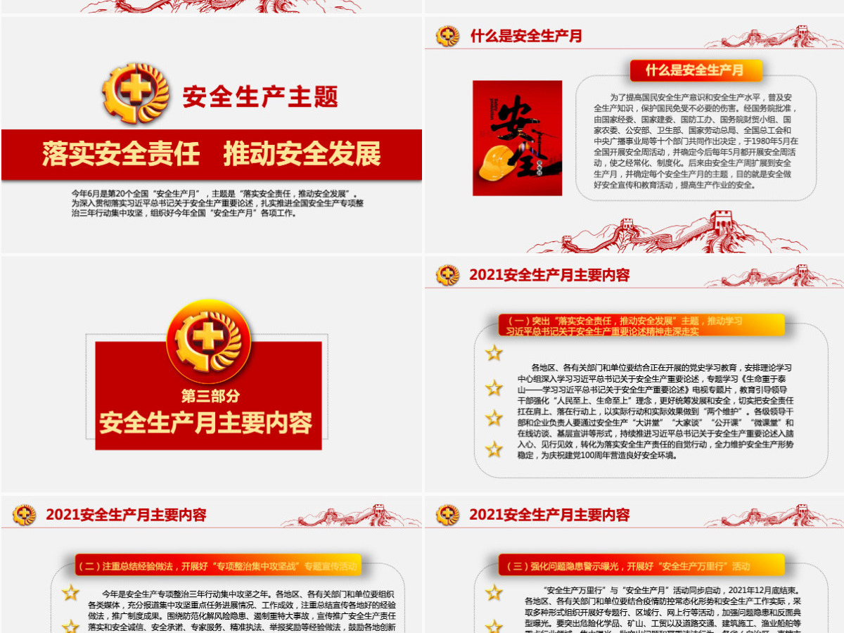 2021落实安全责任推动安全发展PPT红色醒目安全生产月安全培训PPT模板 2021落实安全责任推动安全发展PPT红色醒目安全生产月安全培训PPT模板