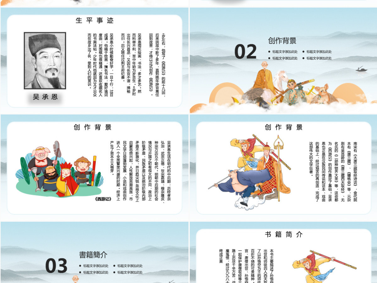 四大名著之一西游记知识经典文学名著说课PPT模板