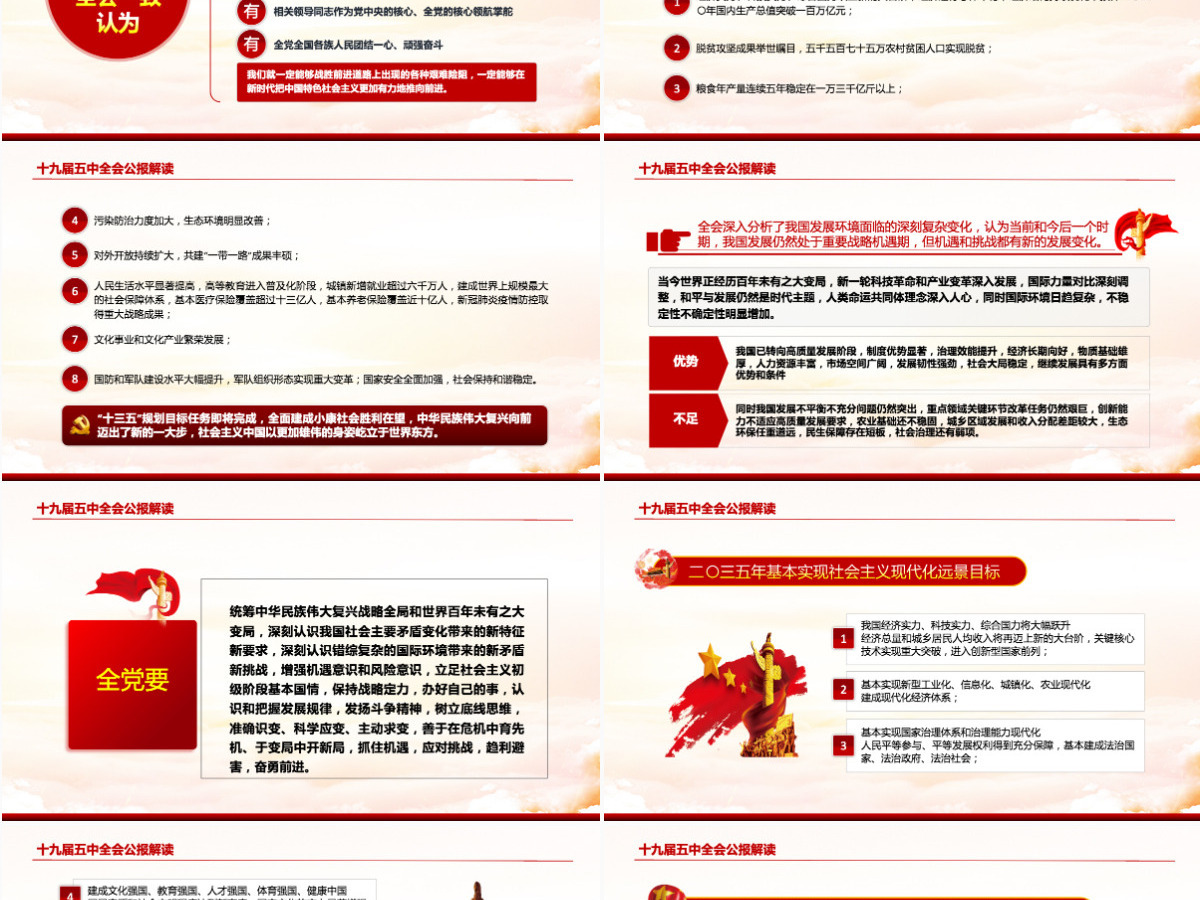 创意手绘风学习贯彻党的十九届五中全会精神党课PPT--含讲稿