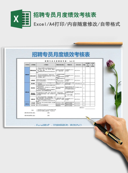 2021年招聘专员月度绩效考核表