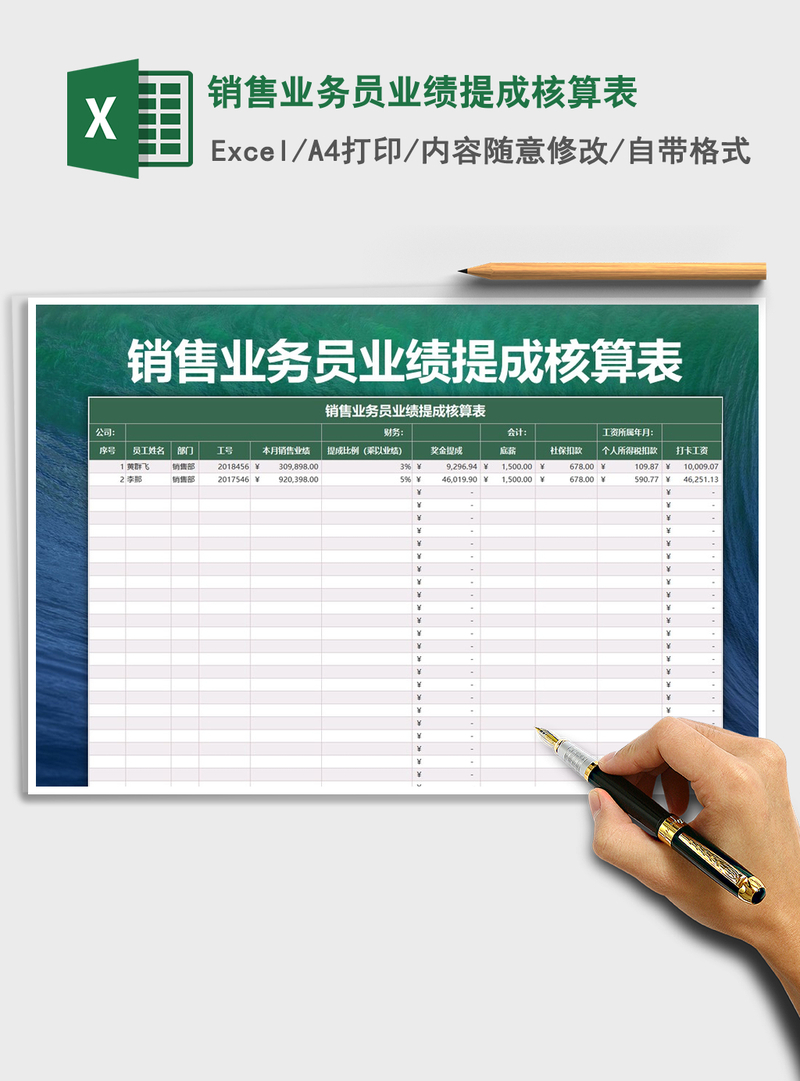 2021年销售业务员业绩提成核算表