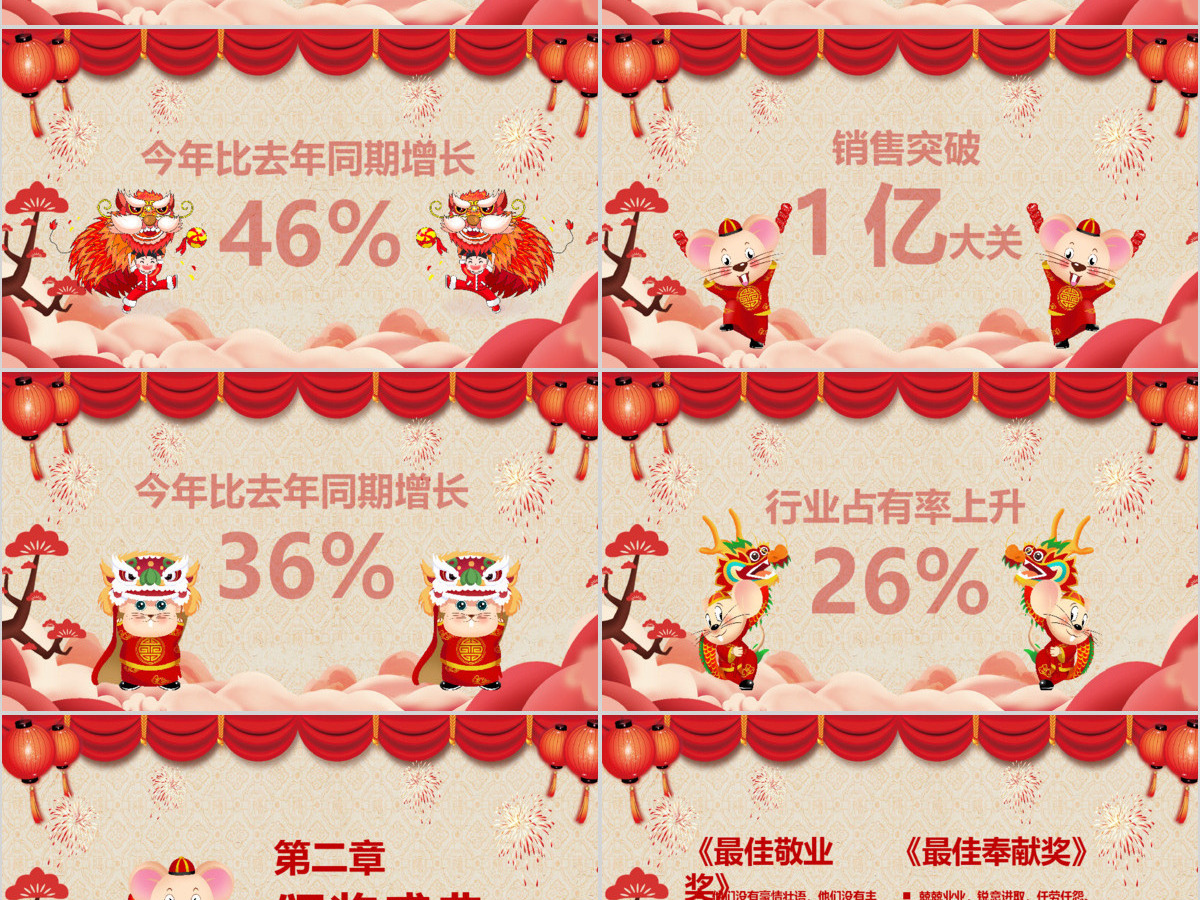 2020猪年大吉企业年终新年晚会典礼PPT模板