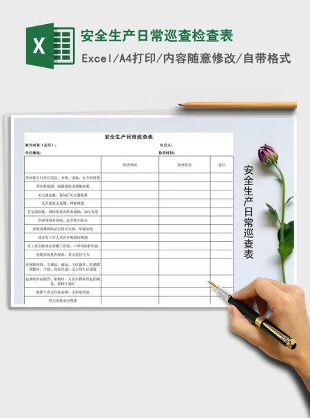 2021年安全生产日常巡查检查表