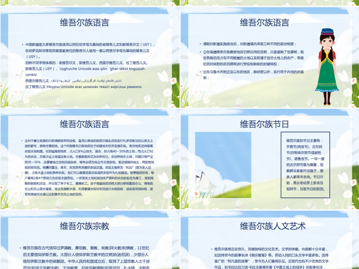 新疆少数民族文化之维吾尔族文化介绍PPT模板 新疆少数民族文化之维吾尔族文化介绍PPT模板