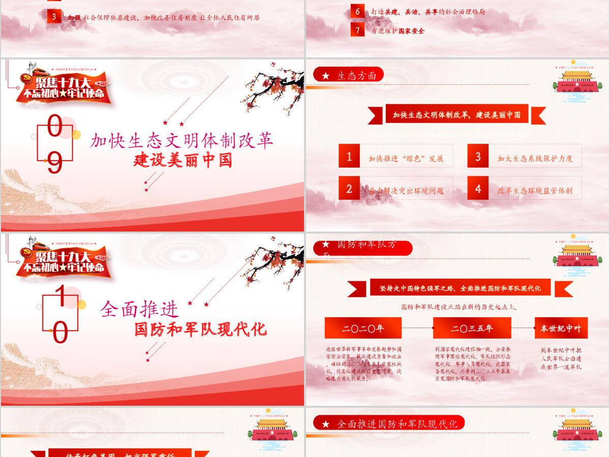 2019中国红色十九大精神PPT模板 2019中国红色十九大精神PPT模板