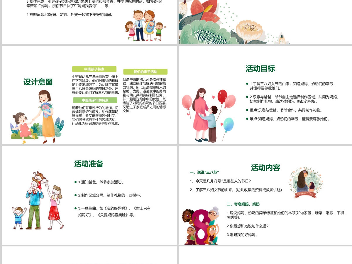 庆祝女神节感恩母亲幼儿园妇女节活动方案PPT模板 庆祝女神节感恩母亲幼儿园妇女节活动方案PPT模板