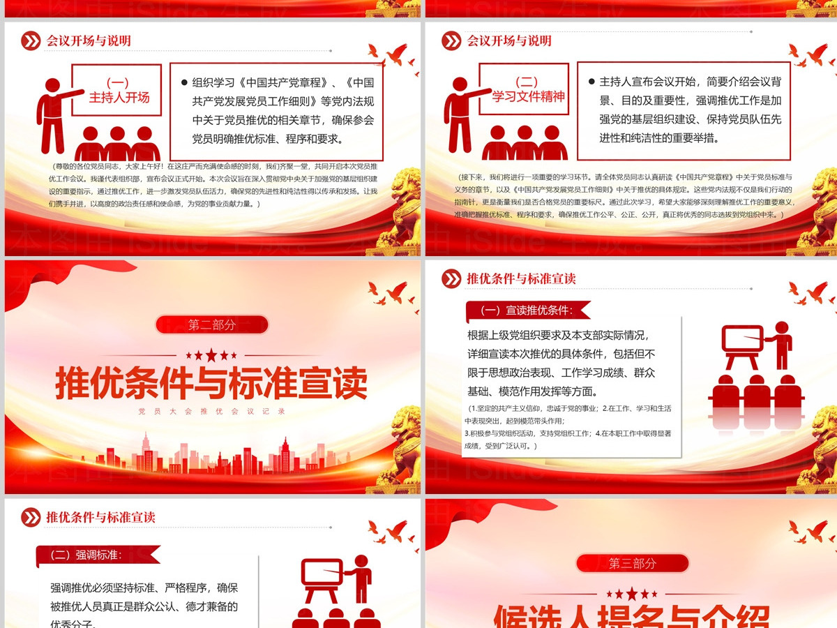 精美创意2024关于党员大会推优会议记录PPT下载
