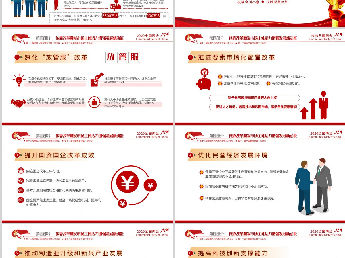 聚焦学习2020全国两会政府工作党建党政ppt模板党支部团支部 聚焦学习2020全国两会政府工作党建党政ppt模板党支部团支部